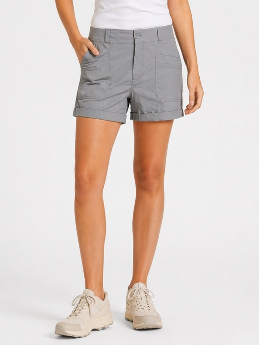 Eddie Bauer Cargo Shorts Womens 10 Rolled Cuff Stretch Hiking Gray